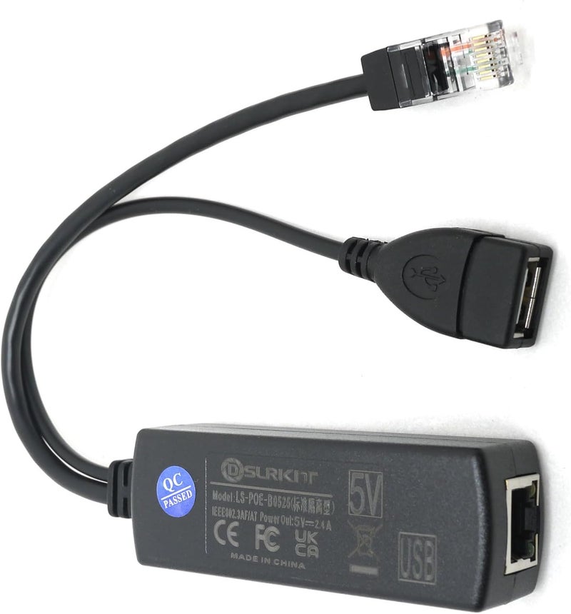DSLRKIT Active PoE Splitter 48V to 5V 2.4A USB Type A Female 802.3af Power Over Ethernet - Image 2